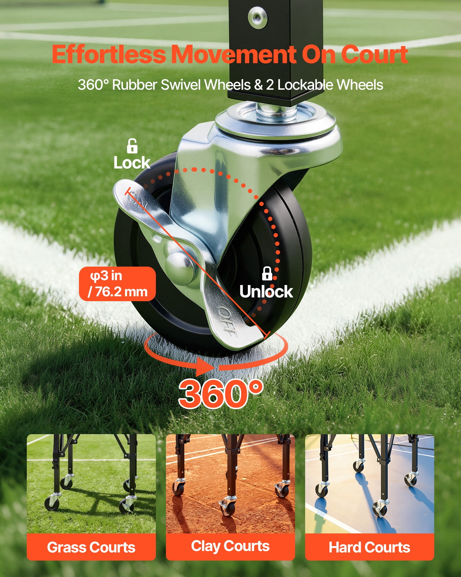 VEVOR Tennis Ball Hopper, Holds 120 Tennis Balls, Foldable Pickleball Basket Cart with Wheels for Easy Pick Up, Lightweight Aluminum Alloy, Portable Pickleball Caddy with Storage Bag, for Training