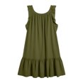 thumbnail image 4 of ClodeEU Women's Round Neck Ruffle Sleeveless Tiered Mini Dress with Pockets,Casual Summer Loose Dress Army Green,Women's Plus L, 4 of 6