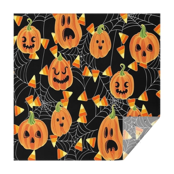 Halloween Pumpkins and Candy Corn Square Tablecloth,Waterproof Square Table Cover,Wipeable Spillproof Washable Table Cover for Home Kitchen Party Decor 60"x60"(152x152cm)