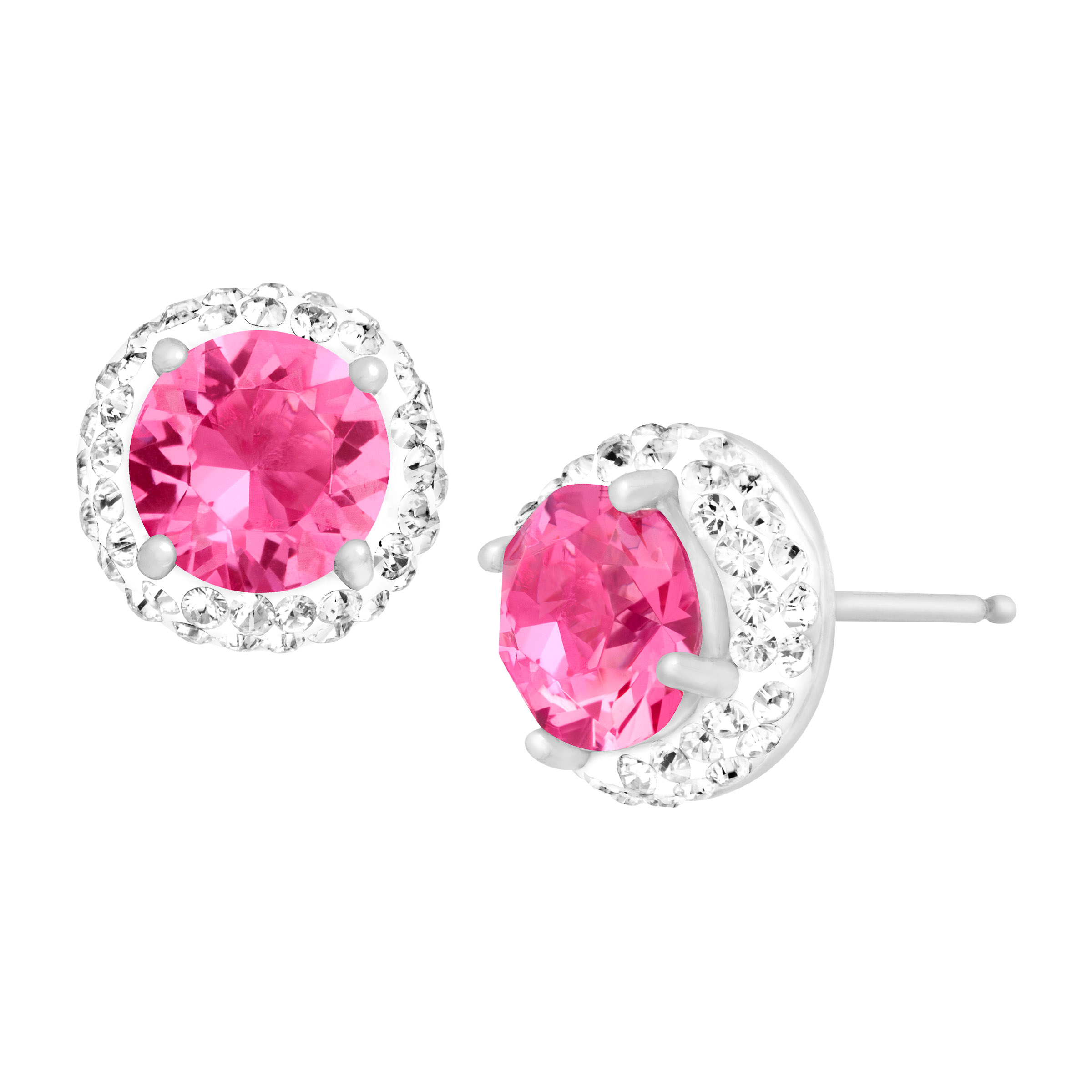Luminesse Birthstone Stud Earrings in Sterling Silver with Swarovski