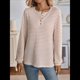 thumbnail image 4 of Camiseta Informal de Punto de Larga con Cuello Redondo y Botones A Rayas para Mujer Albaricoque XL, 4 of 10