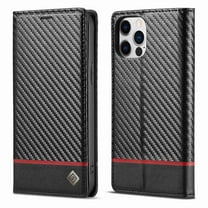 Dteck Case for iPhone 13 Pro Wallet Case, Magnetic PU Leather Stand Flip Cover with Carbon Fiber Texture Shockproof Card Slot TPU Interior Folio Case for iPhone 13 Pro 2021, #2 Black