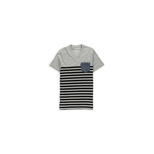 Ecko Unltd. Camiseta gráfica Injectq con cuello en V a rayas para hombre, gris, extra pequeña