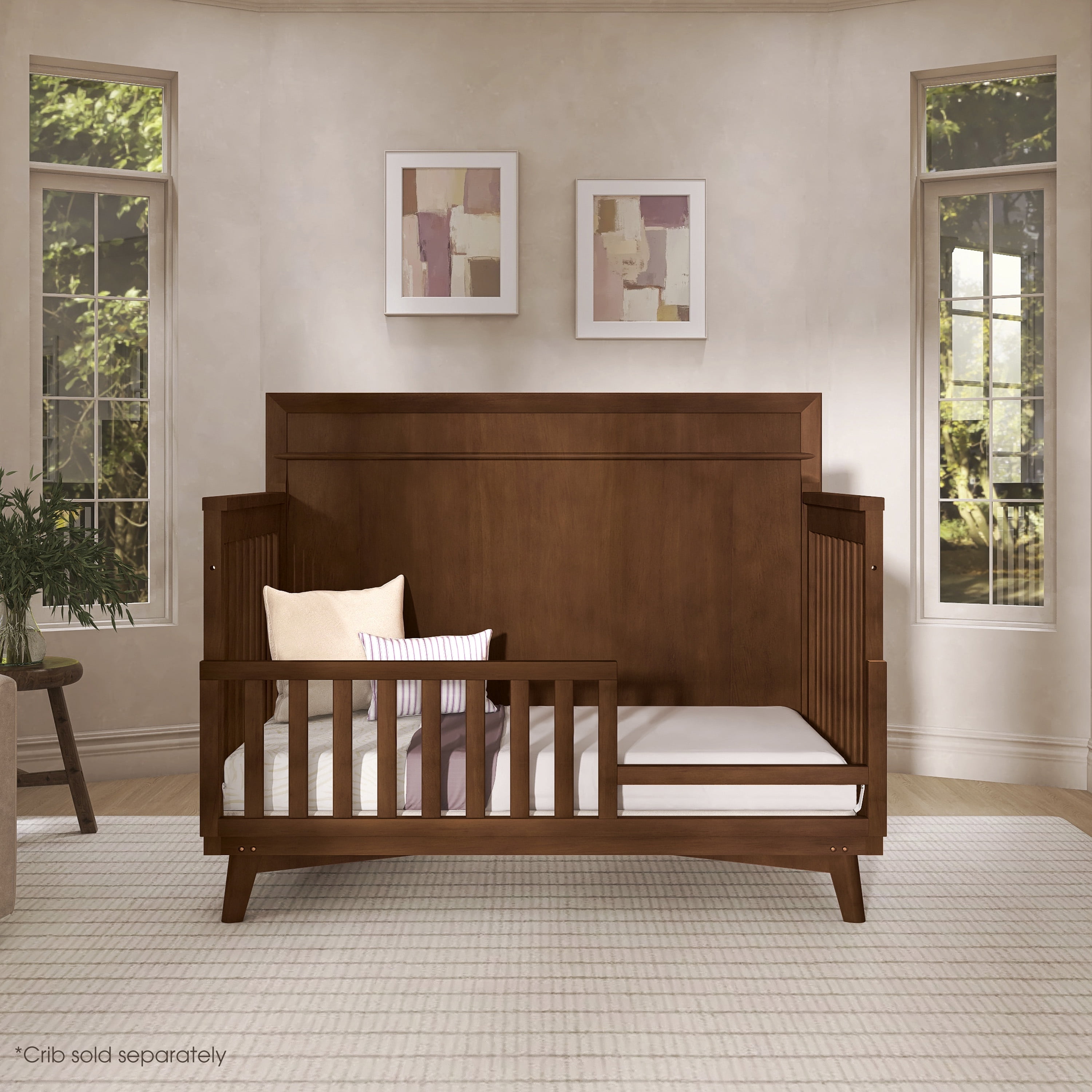 Evolur Convertible Crib Toddler Guard Rail I Full Assembly I Lasting Quality, Walnut