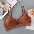 thumbnail image 3 of Qarigey Sujetador de tirantes finos, sin costuras, sin espalda, sujetadores suaves, transpirable, sin costuras, Bralette, ropa interior cómoda para Ropa interior Marrón Tamaño libre Qarigey AP018457-03, 3 of 6