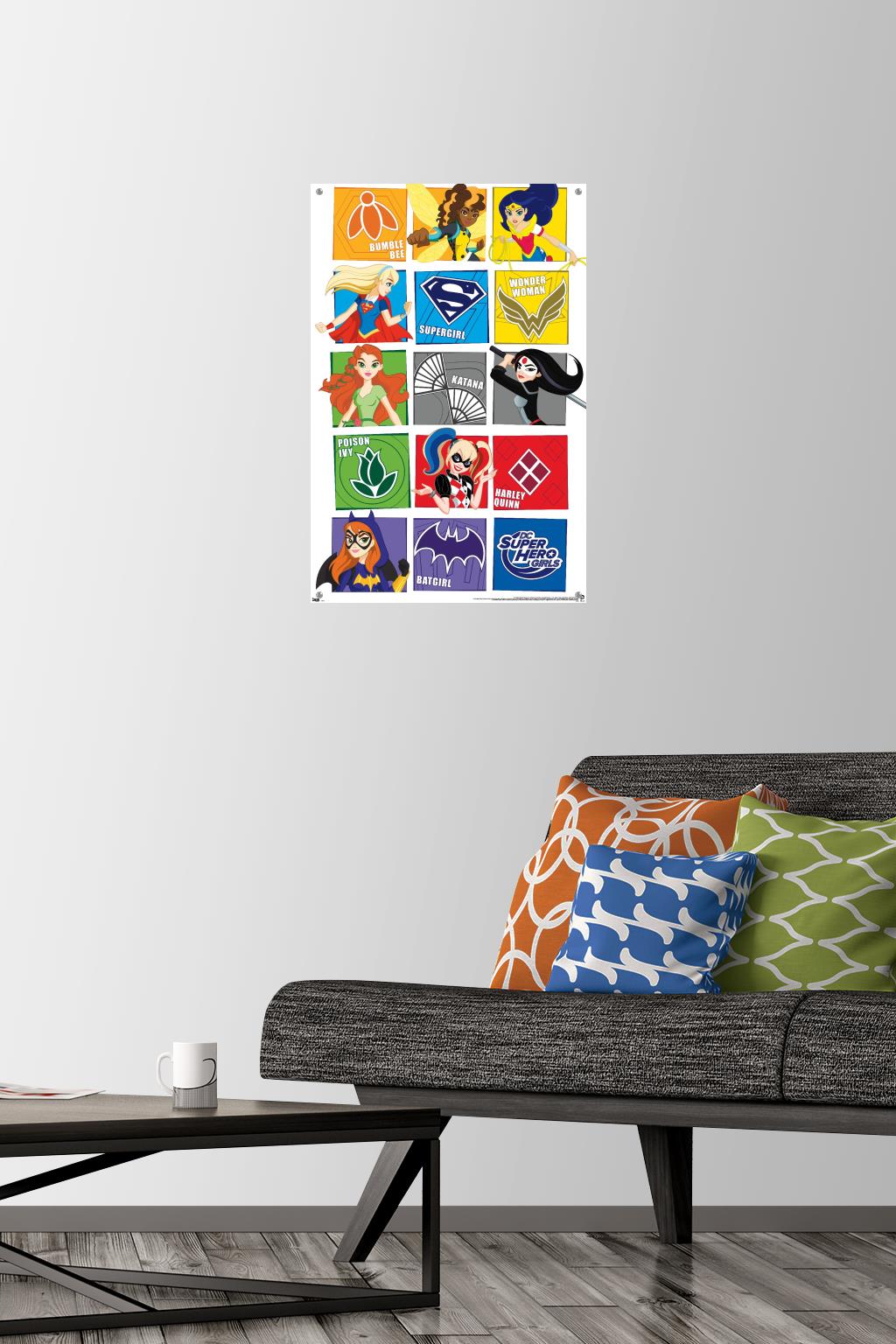 DC Comics TV - DC Superhero Girls - Grid Wall Poster with Push Pins, 14.725" x 22.375"