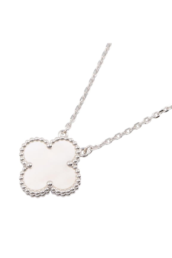 Pre-Owned Van Cleef & Arpels Vintage Alhambra Mother of Pearl Necklace, 18K White Gold (18KWG),...