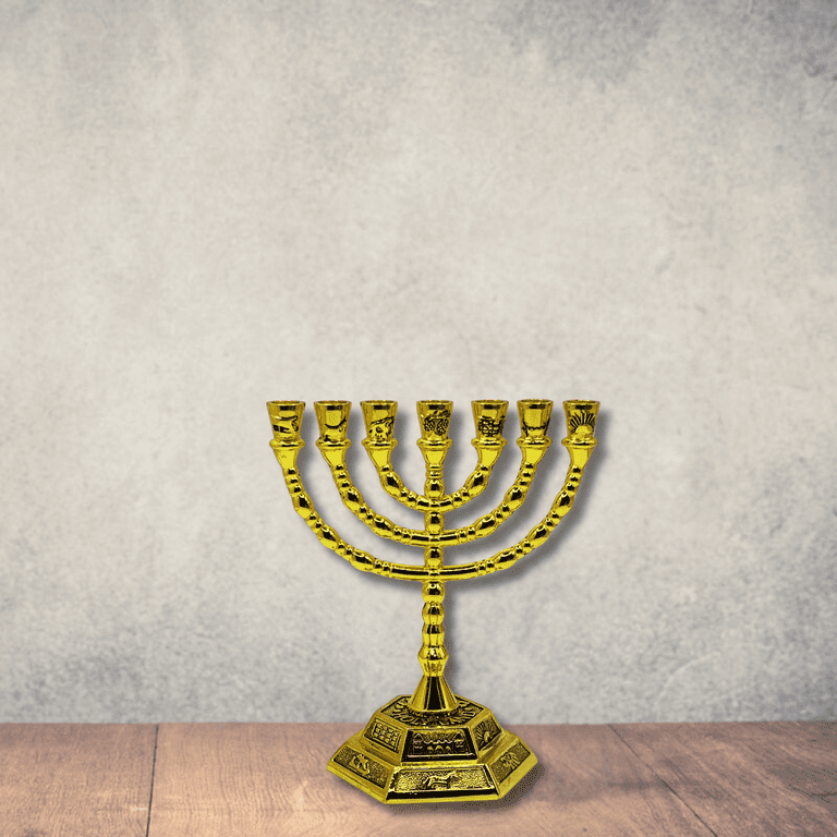 Gold Menorah with 12 Tribes of Israel Design photo 4
