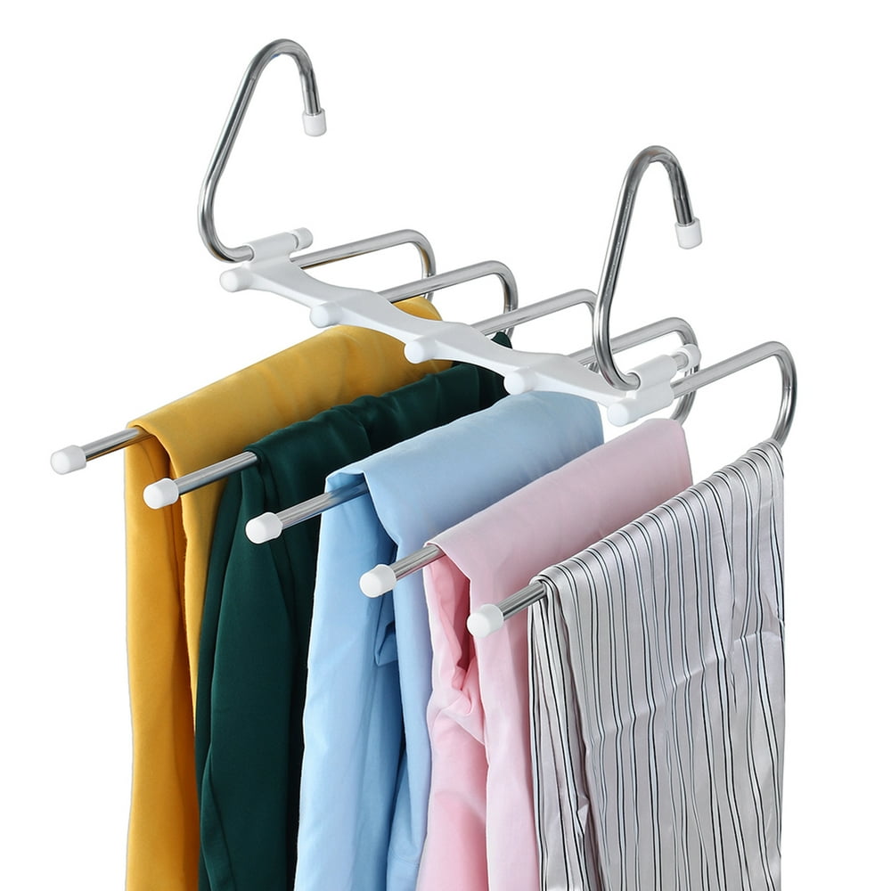 Folding Multi-Layer Pants Hangers Hanging Rack Non-Slip Rubber Slim ...