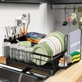 thumbnail image 1 of LOKOOY Escurridor de Trastes sobre Fregadero, de Acero Inoxidable, con Base de Drenaje Autom&aacute;tico, Soportes para Tazas y Utensilios, Organizador de Cocina para Vasos Sostiene Utensilios (Ne, 1 of 9