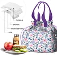 thumbnail image 4 of Pioneer Flower Floral Print Pattern Drawstring Lunch Bag Women - Drawstring Lunch Bag Insulated for Work Office - Stain-Resistant Large Lunchbags for Women with Multi-Pockets, 4 of 6