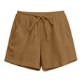 thumbnail image 7 of Cotton Shorts For Women Flowy Drawstring High Waisted Lightweight Shorts with Pockets Casual Summer Vacation Beach Clothes Brown, 7 of 7