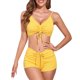 thumbnail image 1 of Traje de baño Traje de baño de dos piezas para mujer Conjunto de bikini ajustable con cordón acanalado Trajes de baño Trajes de baño, 1 of 7
