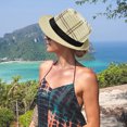 thumbnail image 4 of 56-58cm hat circumference men's and women's straw hats, short-brimmed hats, summer retro jazz hats, sunscreen hatsBeige, 4 of 5