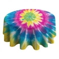 thumbnail image 4 of Colorful Rainbow Tie Dye Spiral Pattern Round Tablecloth 60"x60",Wrinkle Wipeable Table Cloth for Kitchen Dining Room Picnic Patio Party, 4 of 6