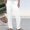 X-250White, variant on ZHOGXU Men Casual Pants With Pockets Solid Color Drawstring Elastic Waist Cotton Linen Comfortable Loose Breathable Trousers For Daily Wear,Beige,L