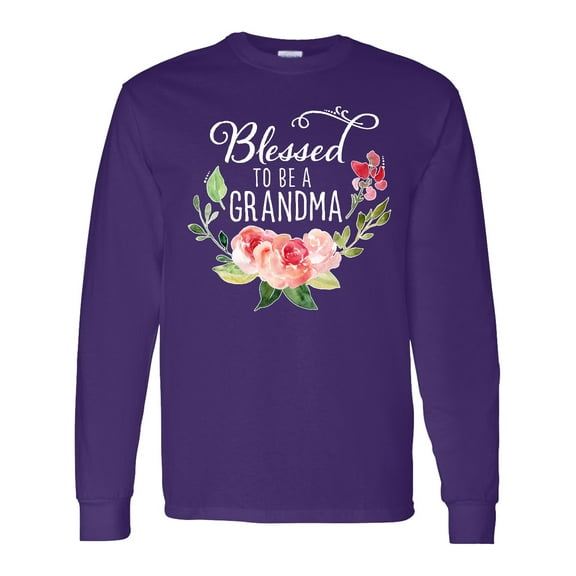 Inktastic Blessed to Be a Grandma with Flowers Long Sleeve T-Shirt