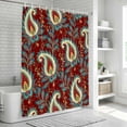 thumbnail image 6 of Red Boho Botanical Shower Curtain, Waterproof Shower Curtains for Bathroom, Southwestern Retro Leaves Ethnic Tribal Washable Fabric Bathtub Curtain Set Bath Decor with 12 Hooks 48"x72", 6 of 8