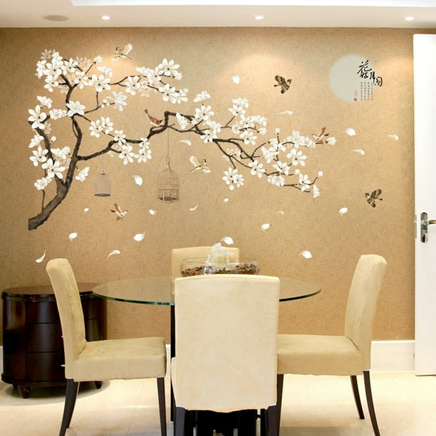 Cherry tree wall stickers,White Blossom Tree Branch Wall Art Stickers