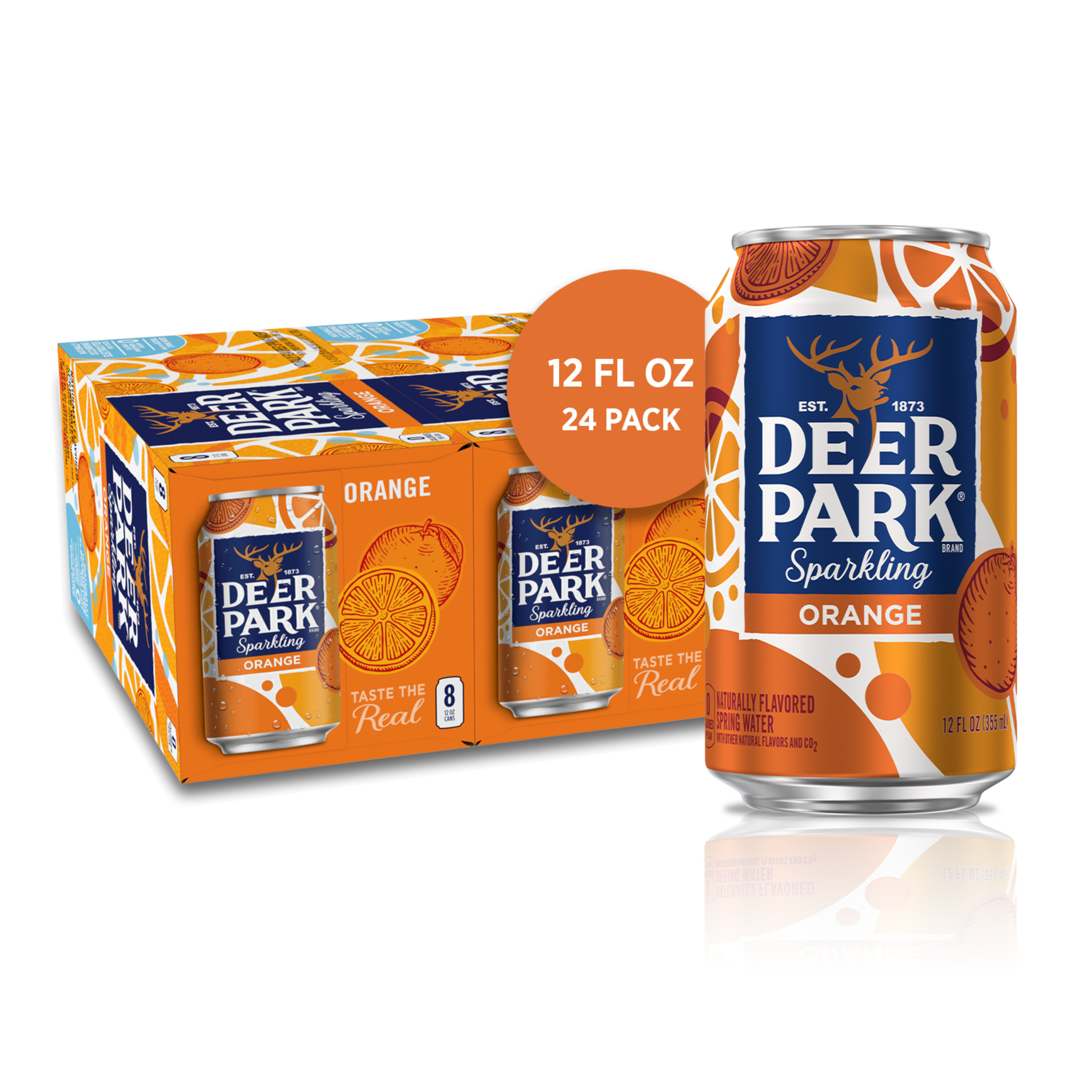 Deer Park Sparkling Water, Orange, 12 oz. Cans (24 Count)