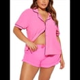 thumbnail image 2 of Conjuntos de Pijama para Mujer, Pijamas Suaves de Corta con Botones, Conjuntos de Pijama de Verano Rosa M, 2 of 9