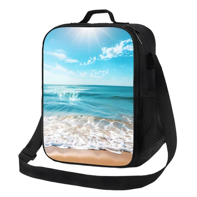 Balery Sunny Ocean Waves Caja de Almuerzo y Bolsa de Almuerzo para Hombres y Mujeres, Bolsa de Almuerzo Reutilizable con Gran Capacidad, Bolsa de Almuerzo Aislada