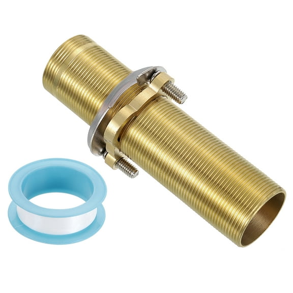Uxcell Faucet Mount Extension Shank 5"x 1.25" Brass Pipe Faucet Extension Lengthen Fixed High Foot Faucet Fittings