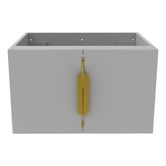 Alpine 24" Wood Floating Vanity Base in Gray with Gold Handles