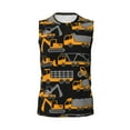 thumbnail image 6 of Lsque Yellow Excavator Print Men's Cotton Blend Sleeveless Muscle Shirts (S-3XL)- Moisture Wicking, Odor Protection, UPF 30+,XX-Large, 6 of 8