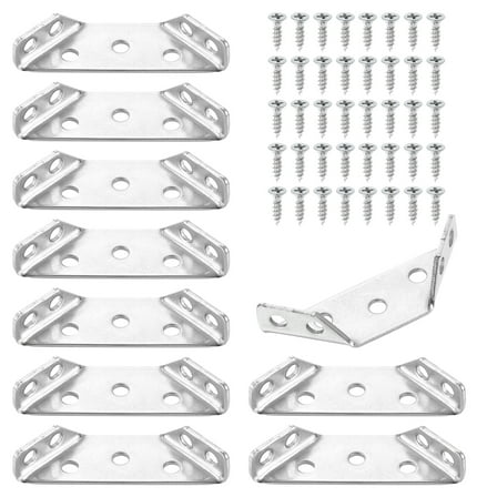 10Pcs Furniture Corner Connector, Triangle Shelf Support Brackets, Metal Angle Brace Bracket Fasten Connector for Wood Shelves Furniture, Silver