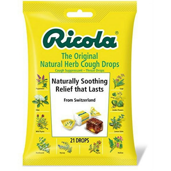 5 Pack Ricola Original Natural Herb Cough Suppressant 21 Drops Each