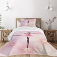thumbnail image 3 of Ambesonne Girls Quilted Bedspread Set 2 Pcs, Ballerina Silhouette, Twin Size, Pink Umber and Pale Pink, 3 of 6