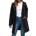 thumbnail image 2 of Ayfxijin Jackets for Women,Women's Outdoor Raincoat Windbreaker Fashion Solid Color Button Long Sleeve Collar Top, 2 of 6