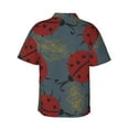 thumbnail image 4 of Xecao Ladybug print Hawaiian shirt - a stylish short-sleeve button-down for men, perfect for casual beach and tropical outings., 4 of 9