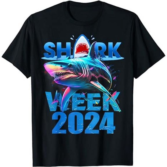 Shark Fin 2024 Week Passion For Shark Lover Ocean Wildlife T-Shirt