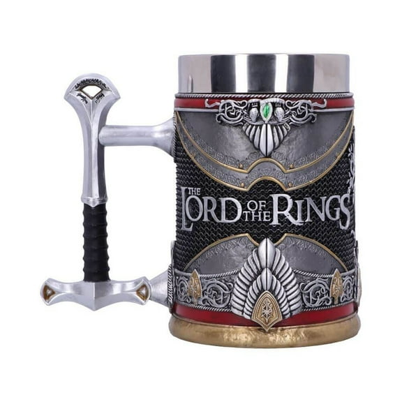 Lord of the Rings Aragorn Stein Tankard, Hand-Painted Beer Mug with Stainless Steel Insert, Collectible LOTR Officially Licensed by Nemesis Now