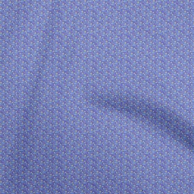 oneOone Polyester Spandex Medium Blue Fabric Floral Sewing Craft Projects Fabric Prints By Yard 56 Inch Wide