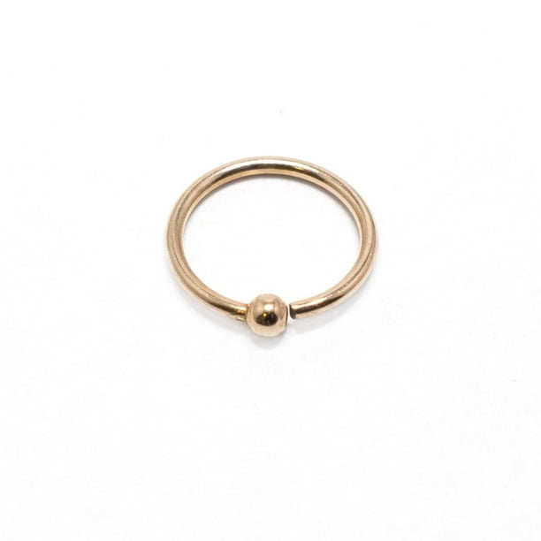 14K Solid Rose Gold Nose Ring Hoop Captive Bead Ring Single Sided