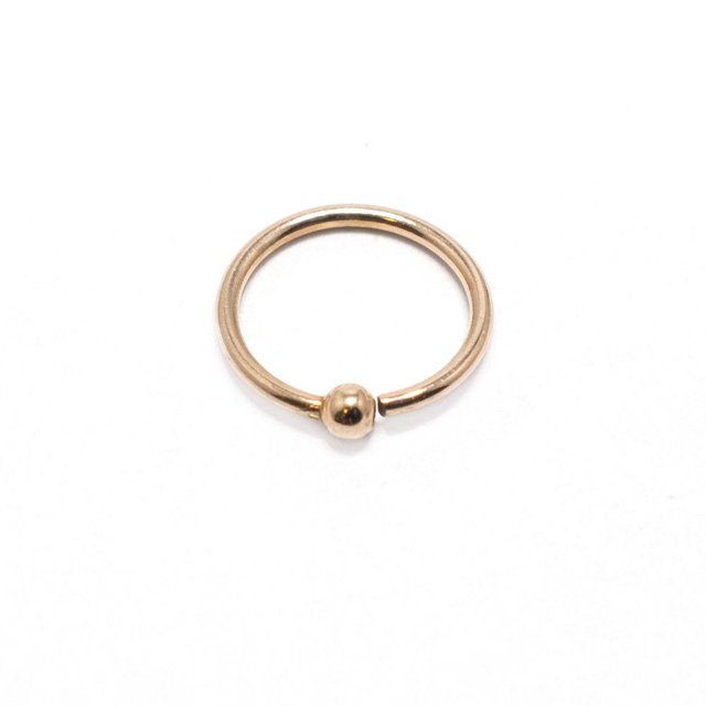 14K Solid Rose Gold Nose Ring Hoop Captive Bead Ring Single Sided 20G Cartilage