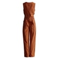 thumbnail image 7 of AKOEE Cotton Linen Jumpsuits Women Dressy Casual Sleeveless Button Up One Piece Long Romper Pants with Pockets (XL, Orange), 7 of 7