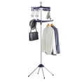 thumbnail image 2 of SONGMICS 2-Tier Clothes Drying Rack, 72-Inch Folding Laundry Drying Rack with 3 Rotatable Arms for Hangers, 24 Clips, Stainless Steel, for 27 Pieces of Clothes, Blue and Silver, 2 of 4