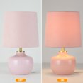 thumbnail image 5 of 15" Hand-Blown Glass Table Lamp Set, Blush Pink Velvet Shade, Pink Glass Base, Small Accent Lamp For Girls Bedroom Nightstand, Living Room, Kitchen Counter(Bulb Not Included), 5 of 7