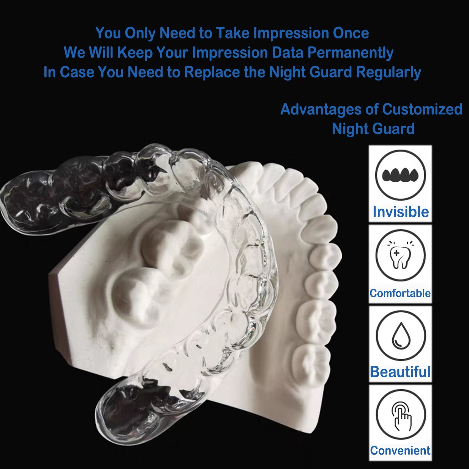 Custom Night Guards, Mouth Guard for Teeth Grinding Dental Retainers Clear Day Retainer(One Set, Upper + Lower)