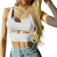 thumbnail image 1 of Playeras,Blusas y Tops,Ropa para Mujer Correr camisetas sin mangas para las mujeres Top sin mangas para mujer U Veck, sexy, único, ajustado, recortado, sin mangas (White, M), 1 of 7