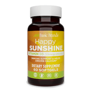 Basic Brands Happy Sunshine Vitamin D3, 2000IU, 60 Count (Pack of 2)