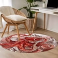 thumbnail image 4 of Ocean Red Octopus Round Area Rug 3Ft Washable Small Circle Rugs for Kitchen Entryway, Nautical Castle Coastal Lighthouse Non-Slip Carpet Floor Mats Indoor Outdoor Carpet Runner Aesthetic Home Decor, 4 of 8