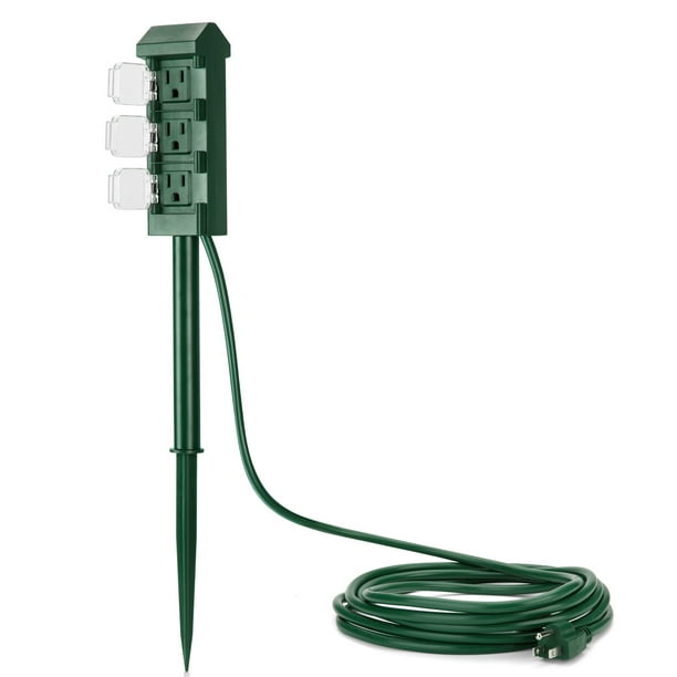 BESTTEN Outdoor Power Strip with 12 Foot Long Extension Cord, 3-Outlet ...