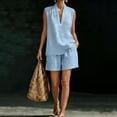 thumbnail image 2 of akafmk 2 Piece Shorts Sets for Women Linen Sleeveless Top and Shorts Loose Summer Casual Outfits, 2 of 7