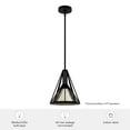 thumbnail image 7 of Hunter - Rafner 1-light Natural Black Iron, Medium Size Pendant Light, Dimmable, Geometric Style, Geometric Shaped, for Bedrooms, Dining, Living Rooms - 19449, 7 of 7