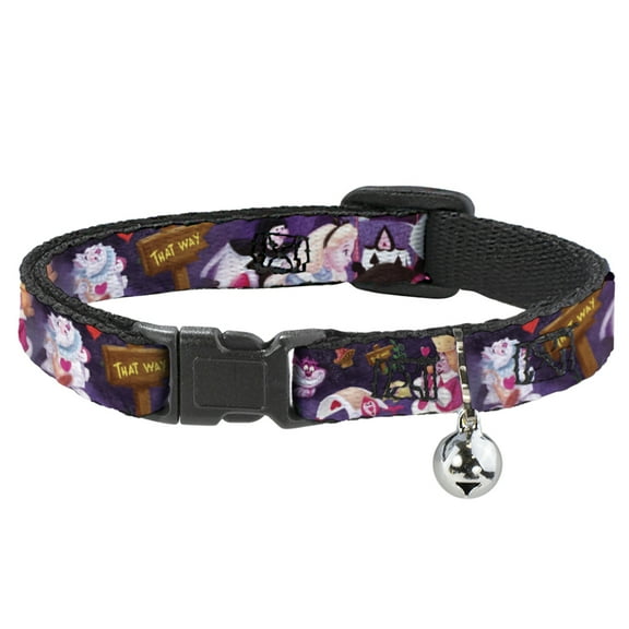 Disney Breakaway Cat Collar With Bell, Plastic Clip, Easy Adjustable, Alice the Queen of Hearts Scenes, 8.5 to 12 Inches 0.5 Inch Wide
